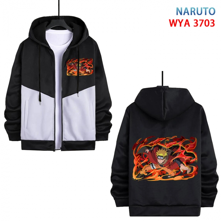 Naruto Anime black and white contrasting pure cotton zipper patch pocket sweater from S to 3XL WYA-3703-3