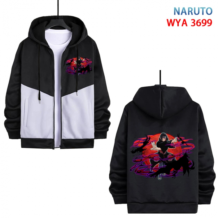 Naruto Anime black and white contrasting pure cotton zipper patch pocket sweater from S to 3XL WYA-3699-3