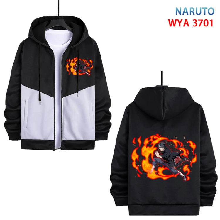 Naruto Anime black and white contrasting pure cotton zipper patch pocket sweater from S to 3XL  WYA-3701-3