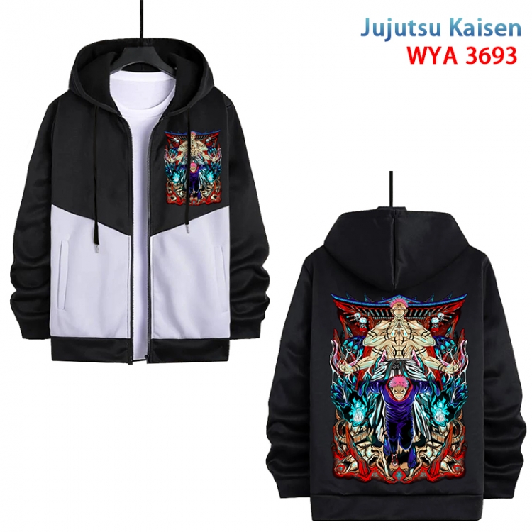 Jujutsu Kaisen  Anime black and white contrasting pure cotton zipper patch pocket sweater from S to 3XL WYA-3693-3