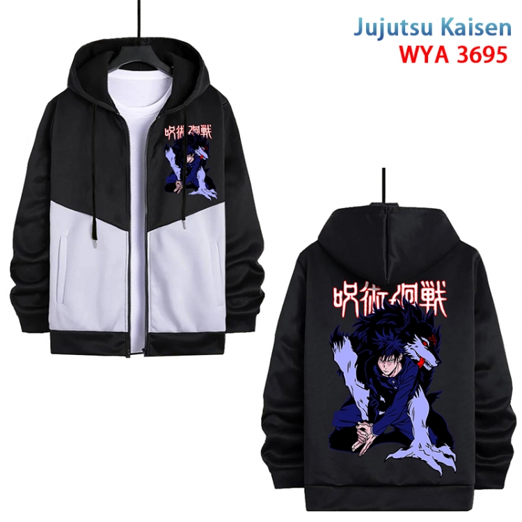 Jujutsu Kaisen  Anime black and white contrasting pure cotton zipper patch pocket sweater from S to 3XL WYA-3695-3