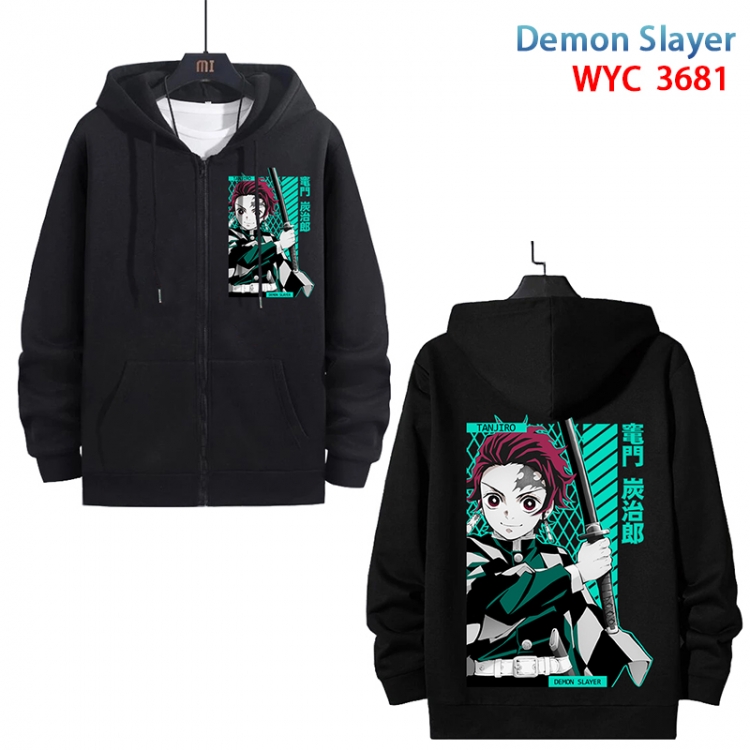 Demon Slayer Kimets Anime black pure cotton zipper patch pocket sweater from S to 3XL  WYC-3681-3