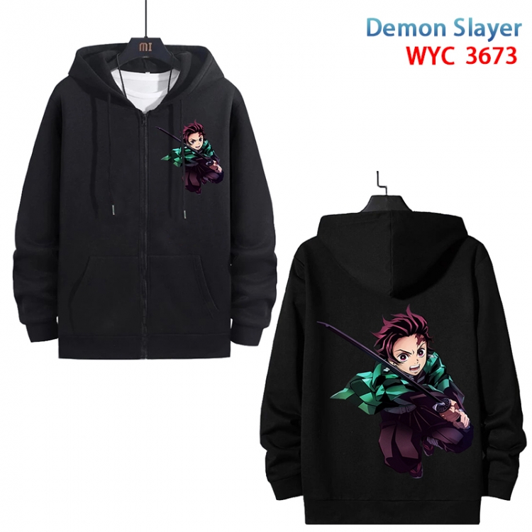 Demon Slayer Kimets Anime black pure cotton zipper patch pocket sweater from S to 3XL WYC-3673-3