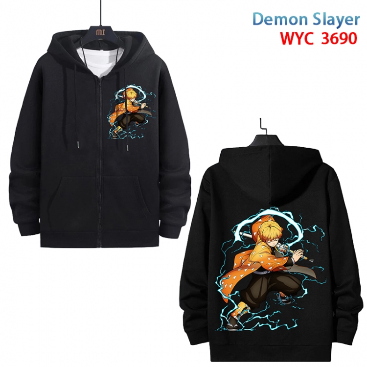 Demon Slayer Kimets Anime black pure cotton zipper patch pocket sweater from S to 3XL  WYC-3690-3