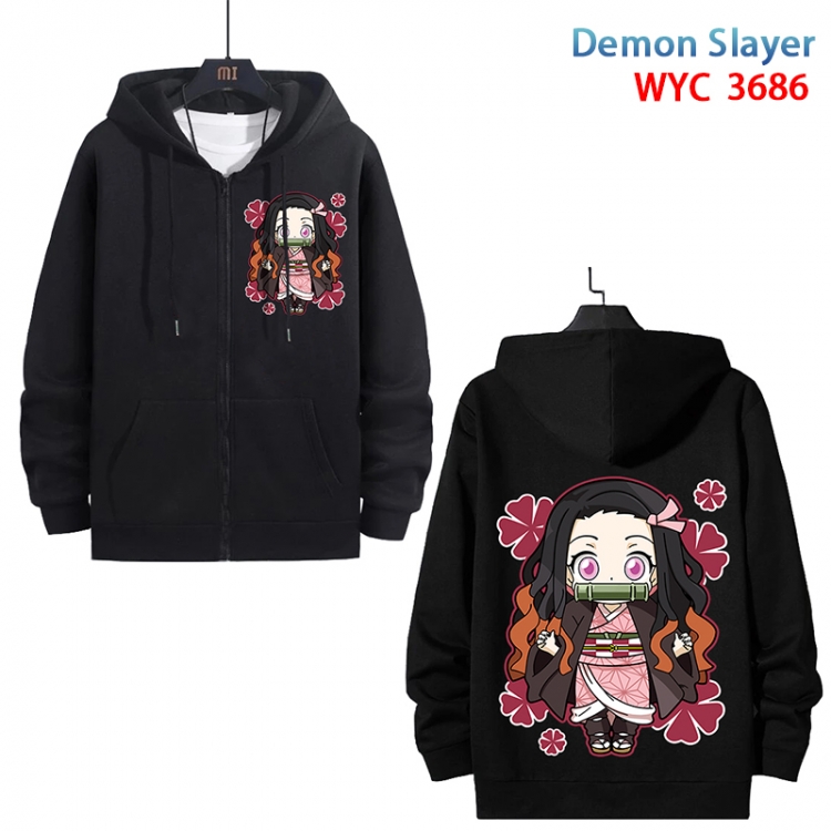 Demon Slayer Kimets Anime black pure cotton zipper patch pocket sweater from S to 3XL WYC-3686-3