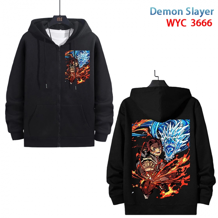Demon Slayer Kimets Anime black pure cotton zipper patch pocket sweater from S to 3XL WYC-3666-3