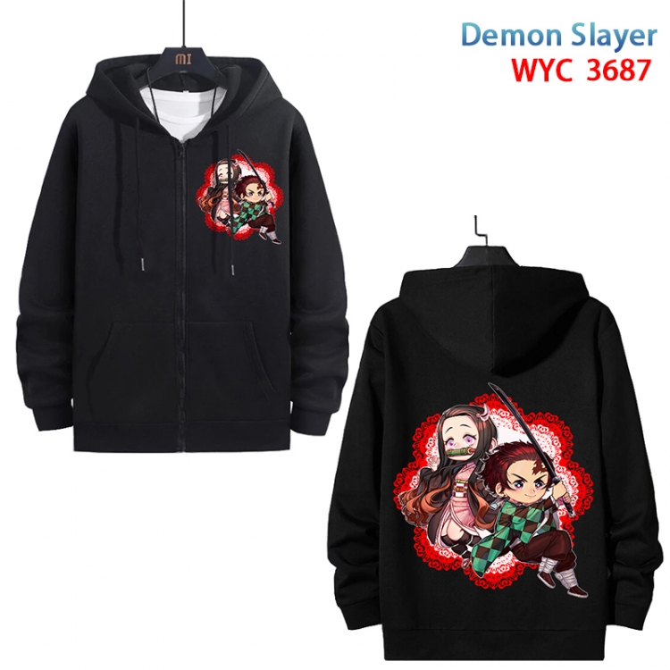 Demon Slayer Kimets Anime black pure cotton zipper patch pocket sweater from S to 3XL  WYC-3687-3