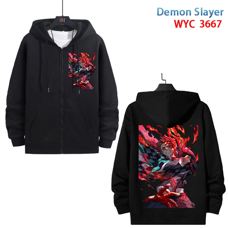 Demon Slayer Kimets Anime black pure cotton zipper patch pocket sweater from S to 3XL  WYC-3667-3