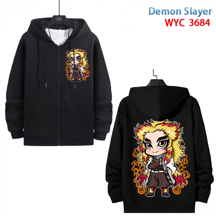 Demon Slayer Kimets Anime black pure cotton zipper patch pocket sweater from S to 3XL WYC-3684-3