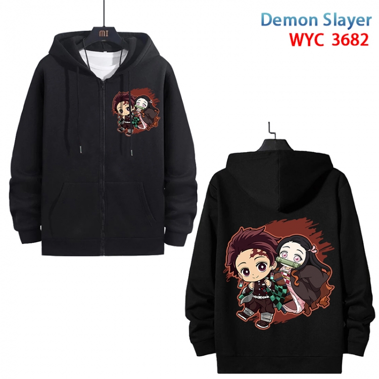 Demon Slayer Kimets Anime black pure cotton zipper patch pocket sweater from S to 3XL WYC-3682-3