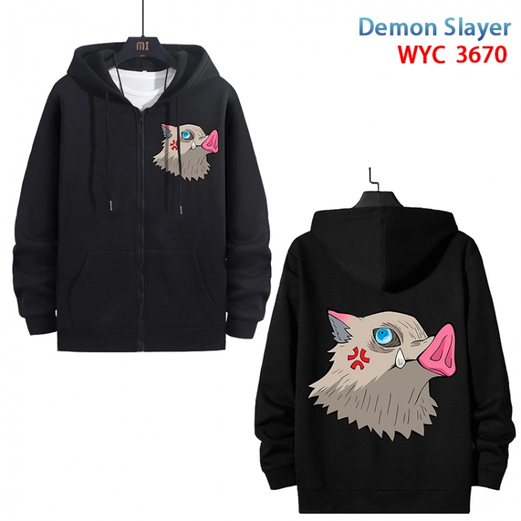 Demon Slayer Kimets Anime black pure cotton zipper patch pocket sweater from S to 3XL  WYC-3670-3
