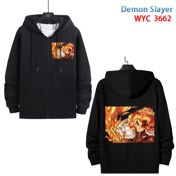 Demon Slayer Kimets Anime black pure cotton zipper patch pocket sweater from S to 3XL  WYC-3662-3