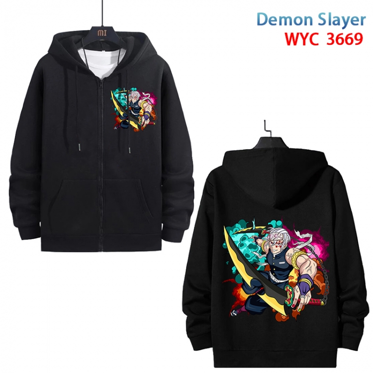 Demon Slayer Kimets Anime black pure cotton zipper patch pocket sweater from S to 3XL WYC-3669-3