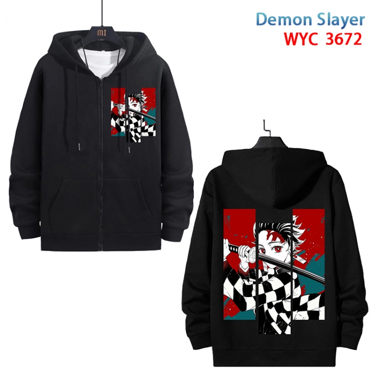 Demon Slayer Kimets Anime black pure cotton zipper patch pocket sweater from S to 3XL WYC-3672-3