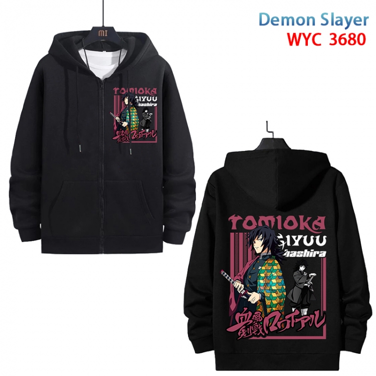 Demon Slayer Kimets Anime black pure cotton zipper patch pocket sweater from S to 3XL WYC-3680-3
