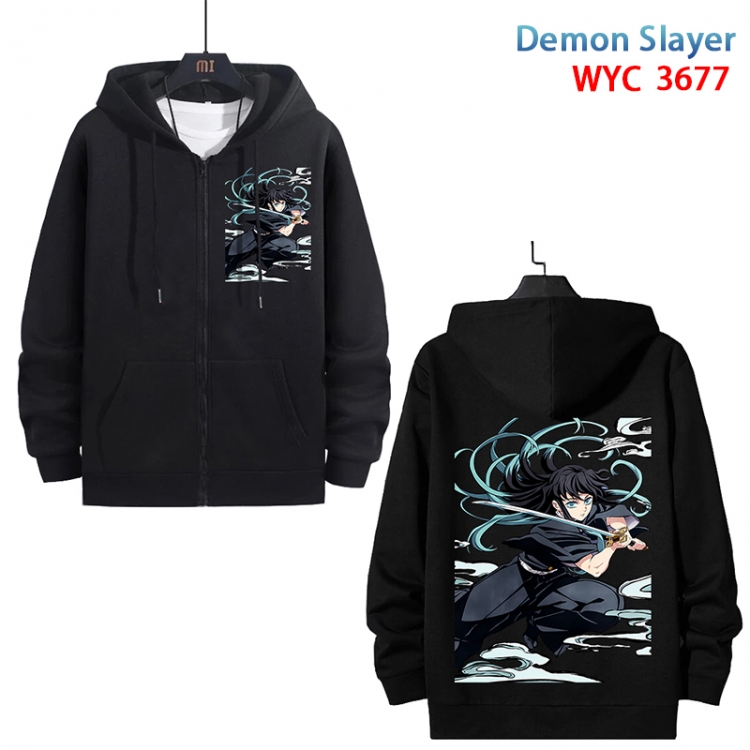Demon Slayer Kimets Anime black pure cotton zipper patch pocket sweater from S to 3XL  WYC-3677-3