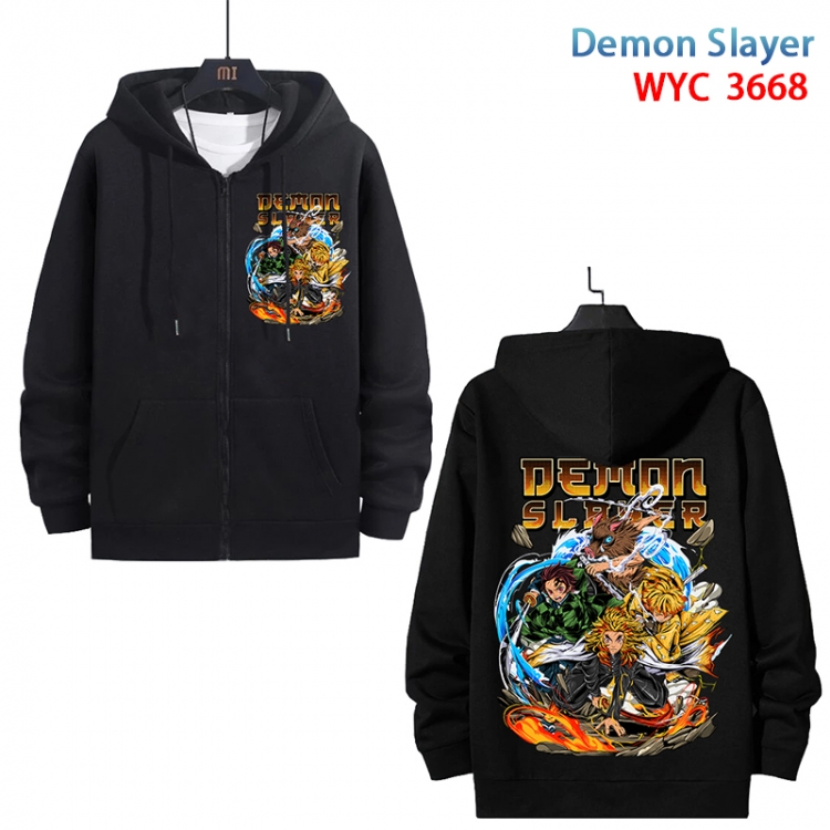 Demon Slayer Kimets Anime black pure cotton zipper patch pocket sweater from S to 3XL WYC-3668-3