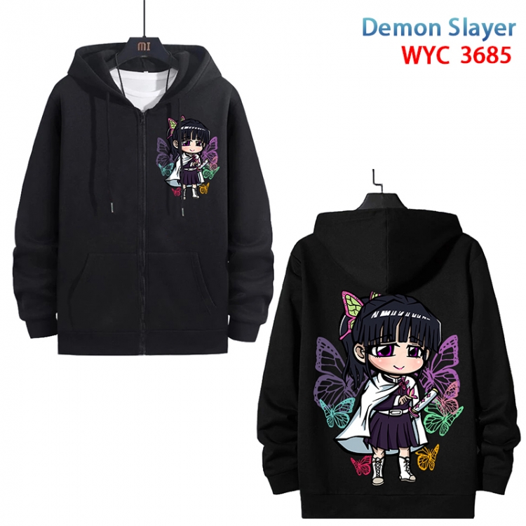 Demon Slayer Kimets Anime black pure cotton zipper patch pocket sweater from S to 3XL WYC-3685-3