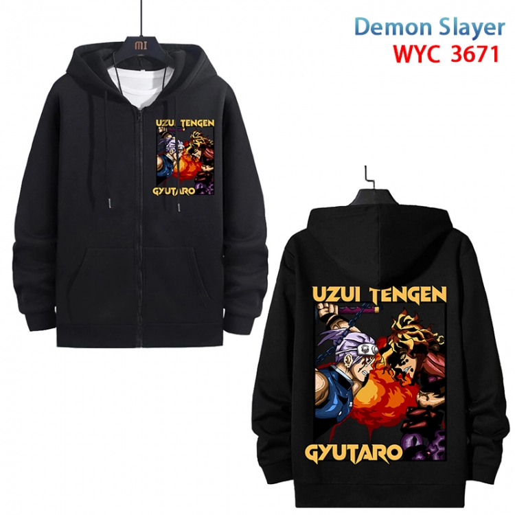 Demon Slayer Kimets Anime black pure cotton zipper patch pocket sweater from S to 3XL WYC-3671-3