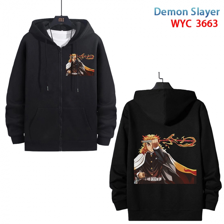 Demon Slayer Kimets Anime black pure cotton zipper patch pocket sweater from S to 3XL  WYC-3663-3