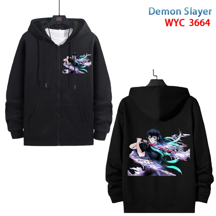 Demon Slayer Kimets Anime black pure cotton zipper patch pocket sweater from S to 3XL WYC-3664-3