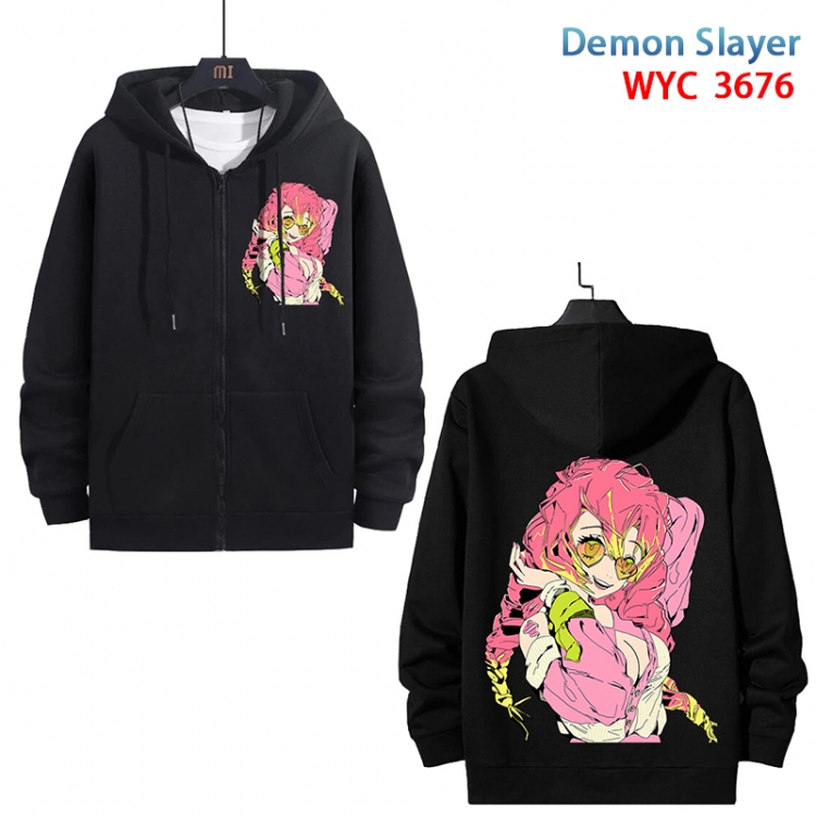 Demon Slayer Kimets Anime black pure cotton zipper patch pocket sweater from S to 3XL WYC-3676-3