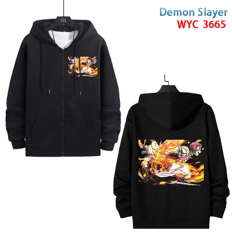 Demon Slayer Kimets Anime black pure cotton zipper patch pocket sweater from S to 3XL  WYC-3665-3