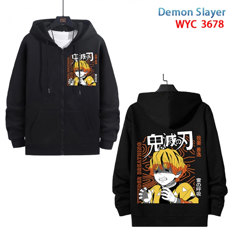 Demon Slayer Kimets Anime black pure cotton zipper patch pocket sweater from S to 3XL WYC-3678-3