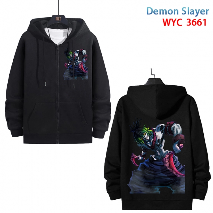 Demon Slayer Kimets Anime black pure cotton zipper patch pocket sweater from S to 3XL  WYC-3661-3