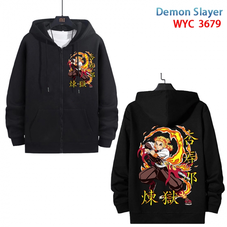 Demon Slayer Kimets Anime black pure cotton zipper patch pocket sweater from S to 3XL WYC-3679-3