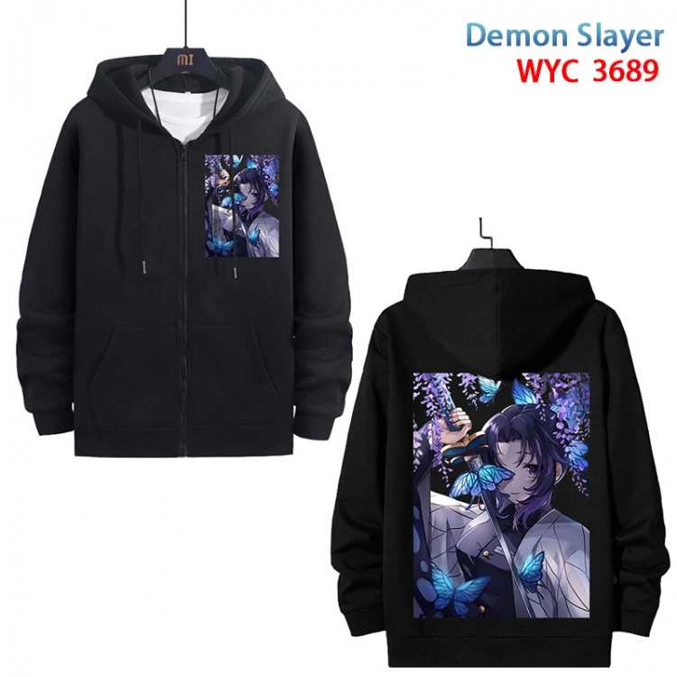 Demon Slayer Kimets Anime black pure cotton zipper patch pocket sweater from S to 3XL WYC-3689-3