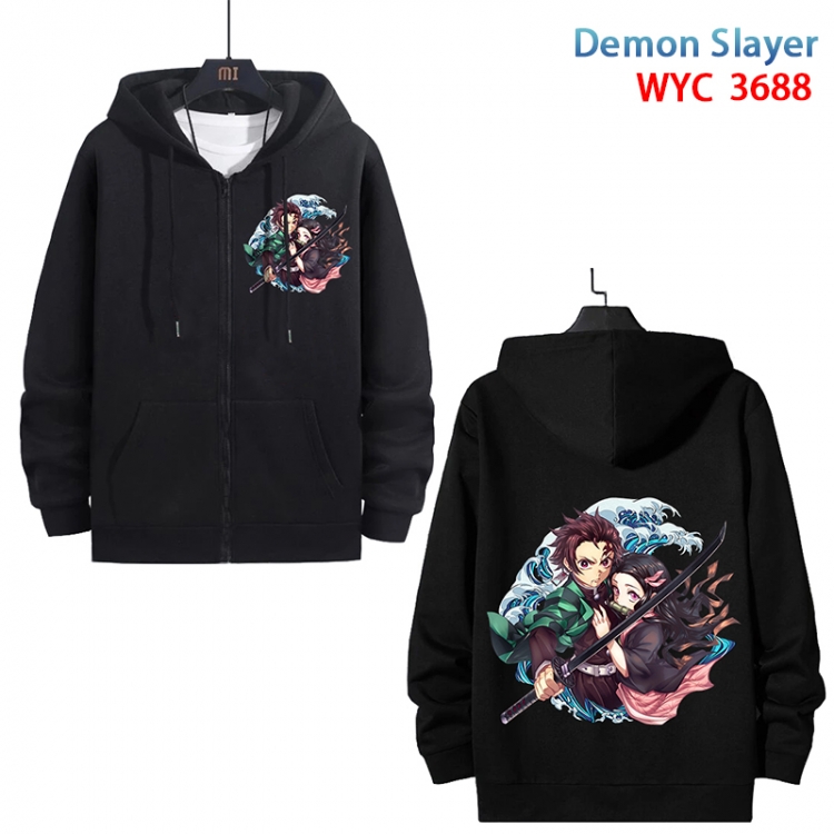 Demon Slayer Kimets Anime black pure cotton zipper patch pocket sweater from S to 3XL WYC-3688-3