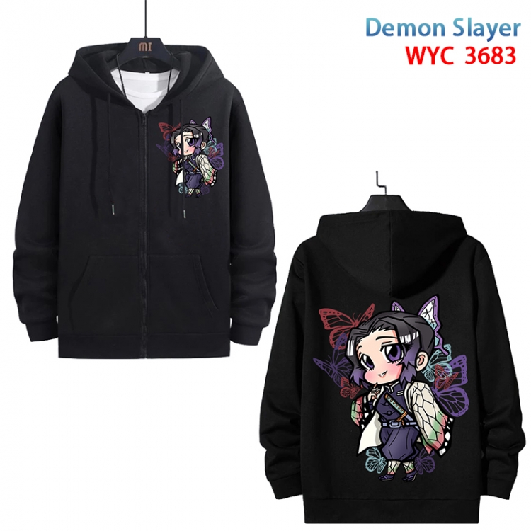 Demon Slayer Kimets Anime black pure cotton zipper patch pocket sweater from S to 3XL WYC-3683-3