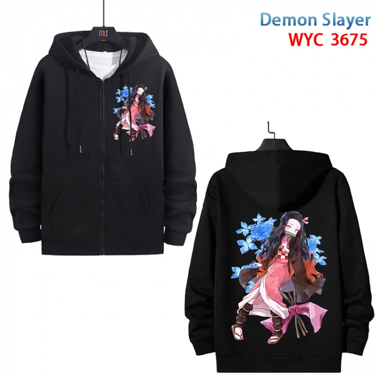 Demon Slayer Kimets Anime black pure cotton zipper patch pocket sweater from S to 3XL  WYC-3675-3