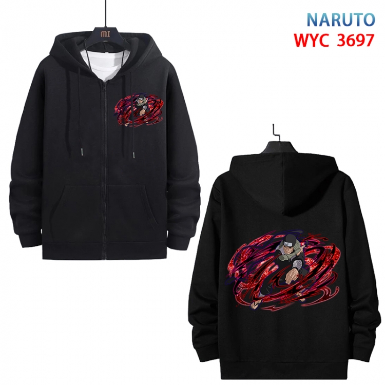 Naruto Anime black pure cotton zipper patch pocket sweater from S to 3XL  WYC-3697-3
