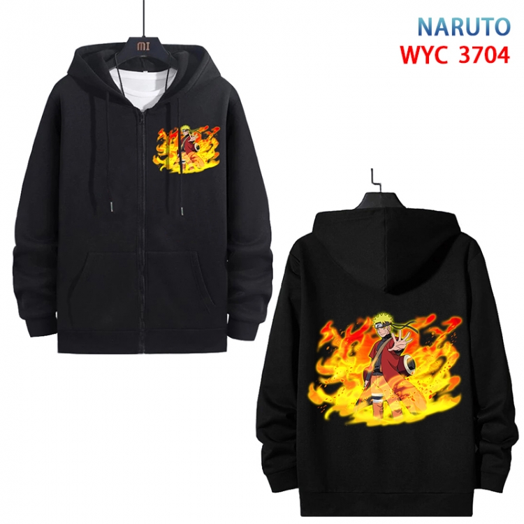 Naruto Anime black pure cotton zipper patch pocket sweater from S to 3XL  WYC-3704-3
