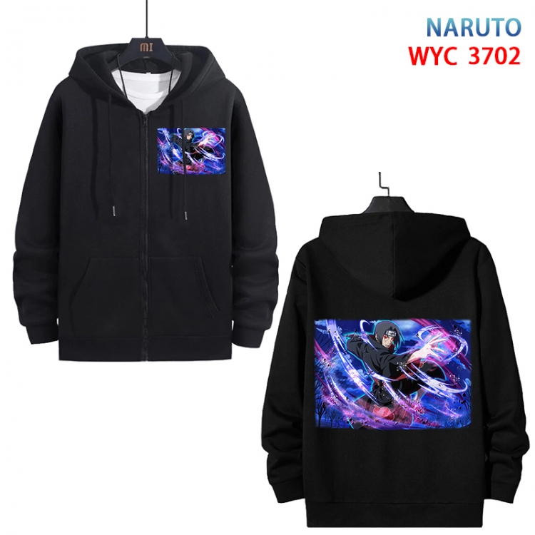 Naruto Anime black pure cotton zipper patch pocket sweater from S to 3XL WYC-3702-3