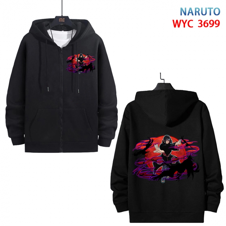 Naruto Anime black pure cotton zipper patch pocket sweater from S to 3XL  WYC-3699-3