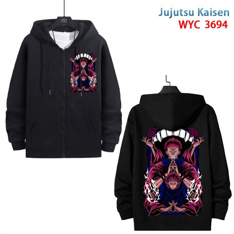 Jujutsu Kaisen Anime black pure cotton zipper patch pocket sweater from S to 3XL WYC-3694-3
