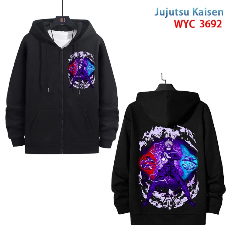 Jujutsu Kaisen Anime black pure cotton zipper patch pocket sweater from S to 3XL WYC-3692-3
