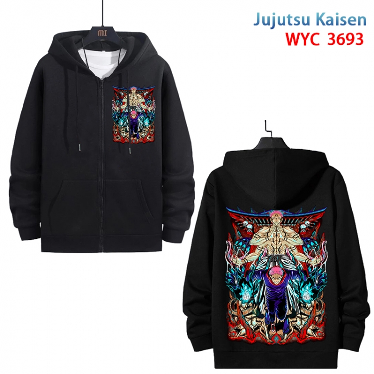 Jujutsu Kaisen Anime black pure cotton zipper patch pocket sweater from S to 3XL WYC-3693-3
