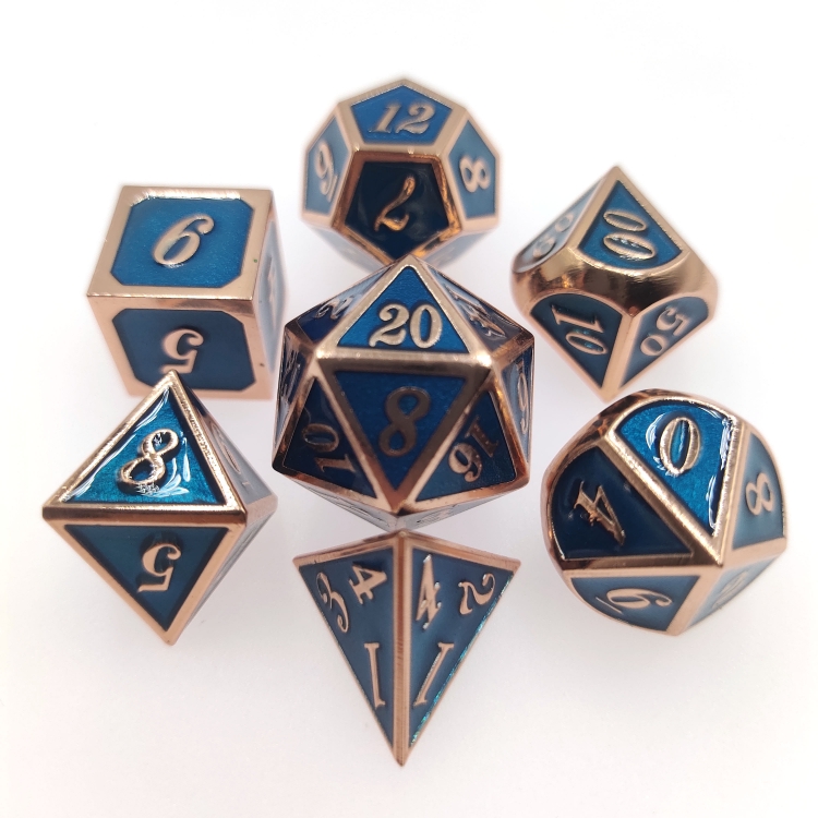Italic Monochrome Zinc alloy metal entertainment dice board game tools iron box packaging 157g a set of 7  HYX-005