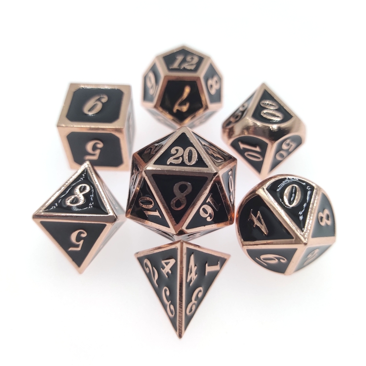 Italic Monochrome Zinc alloy metal entertainment dice board game tools iron box packaging 157g a set of 7 HYX-004