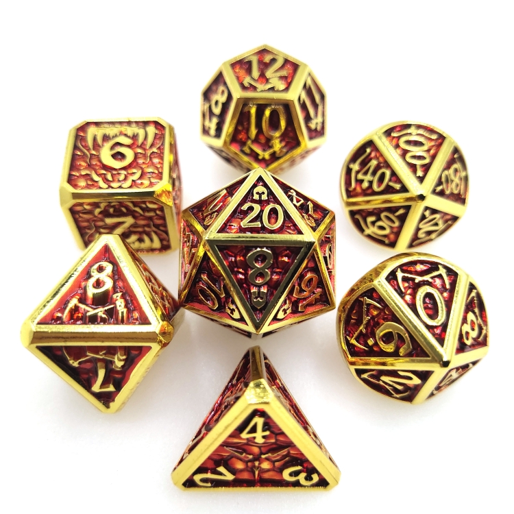 D-War/Dragon Wars Zinc alloy metal entertainment dice board game tools iron box packaging 197g a set of 7