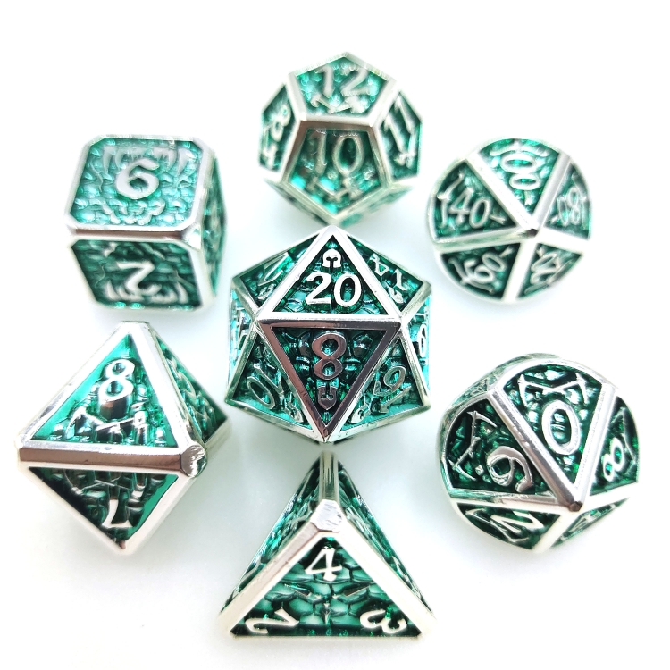D-War/Dragon Wars Zinc alloy metal entertainment dice board game tools iron box packaging 197g a set of 7