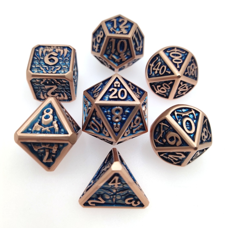 D-War/Dragon Wars Zinc alloy metal entertainment dice board game tools iron box packaging 197g a set of 7
