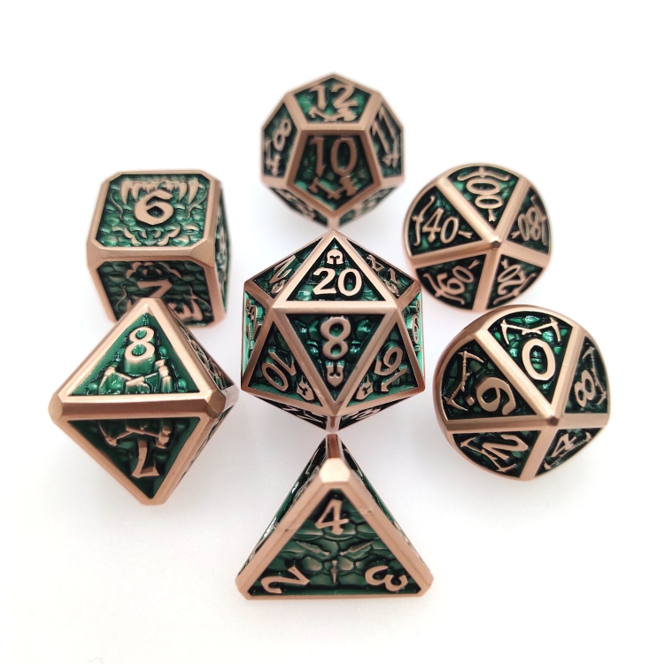 D-War/Dragon Wars Zinc alloy metal entertainment dice board game tools iron box packaging 197g a set of 7