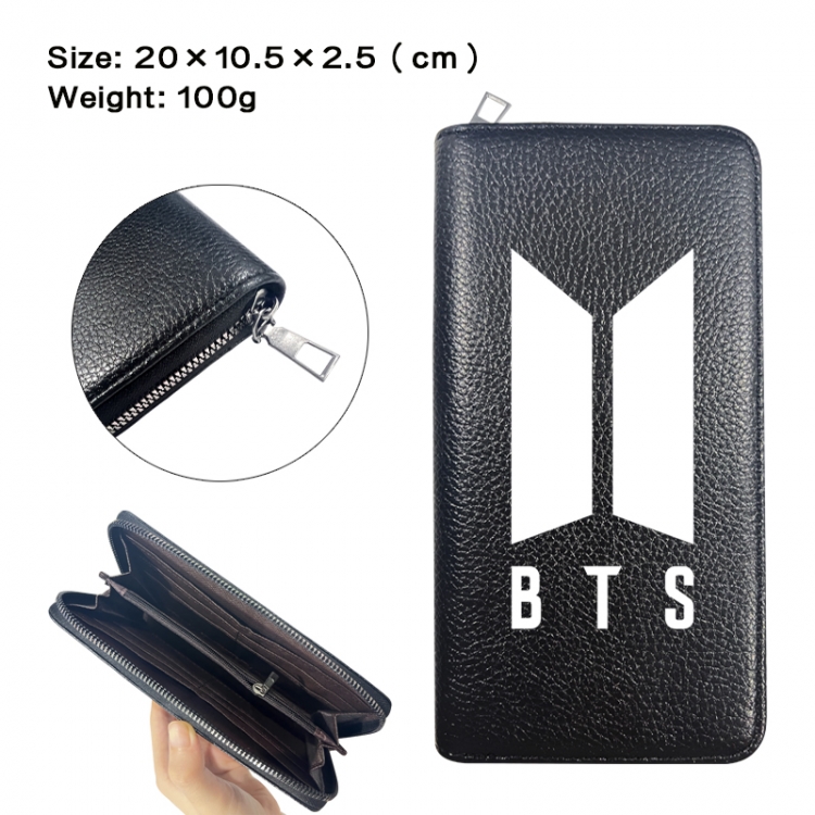 BTS Anime printed PU folding long zippered wallet with zero wallet 20x10.5x2.5cm