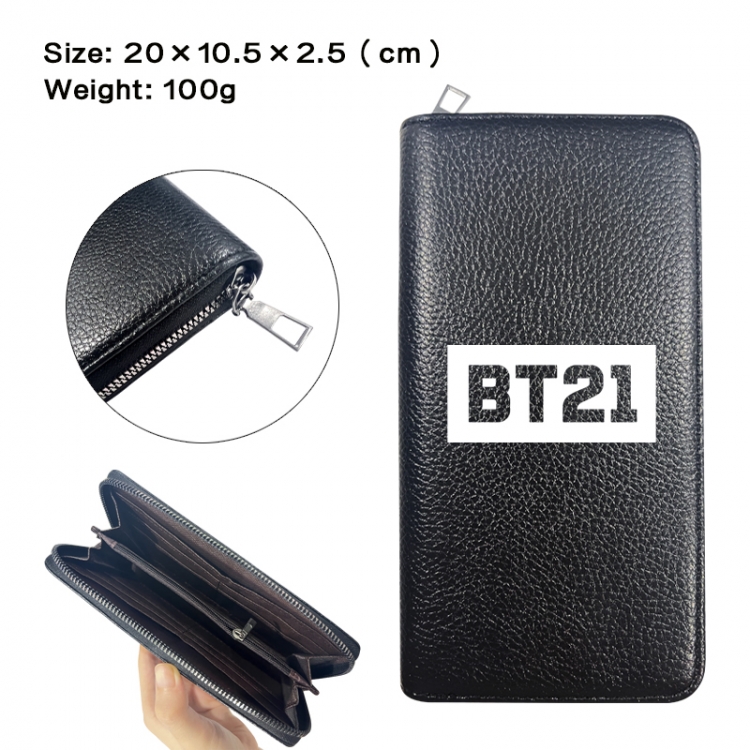 BTS Anime printed PU folding long zippered wallet with zero wallet 20x10.5x2.5cm