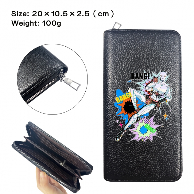 JoJos Bizarre Adventure Anime printed PU folding long zippered wallet with zero wallet 20x10.5x2.5cm